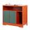 Meuble de litière pour chat, 79 cm, avec tablette et rangement, style moderne, style maison pour chat, en bois, rouge et vert, compatible avec la plupart des bacs à litière.
