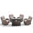 Outdoor Courtyard Multiple Swivel Rocking Chairs Seating Group With Wicker Fire Pit Table-1300793248-1300793255