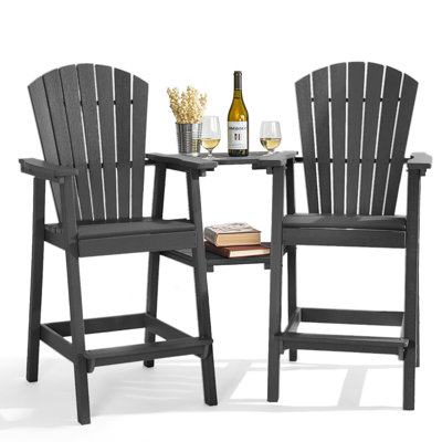 HDPE Tall Adirondack Chair Set with Removable Double Trays (Set of 2) by Rosecliff Heights