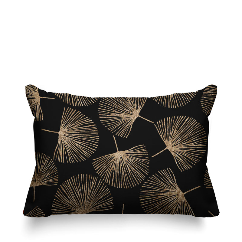 Coussin lombaire intérieur / extérieur Joba Dandilion, Noir / or