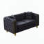Causeuse Chesterfield en velours avec capitonnage à boutons et pieds dorés-1041845739-1041845737