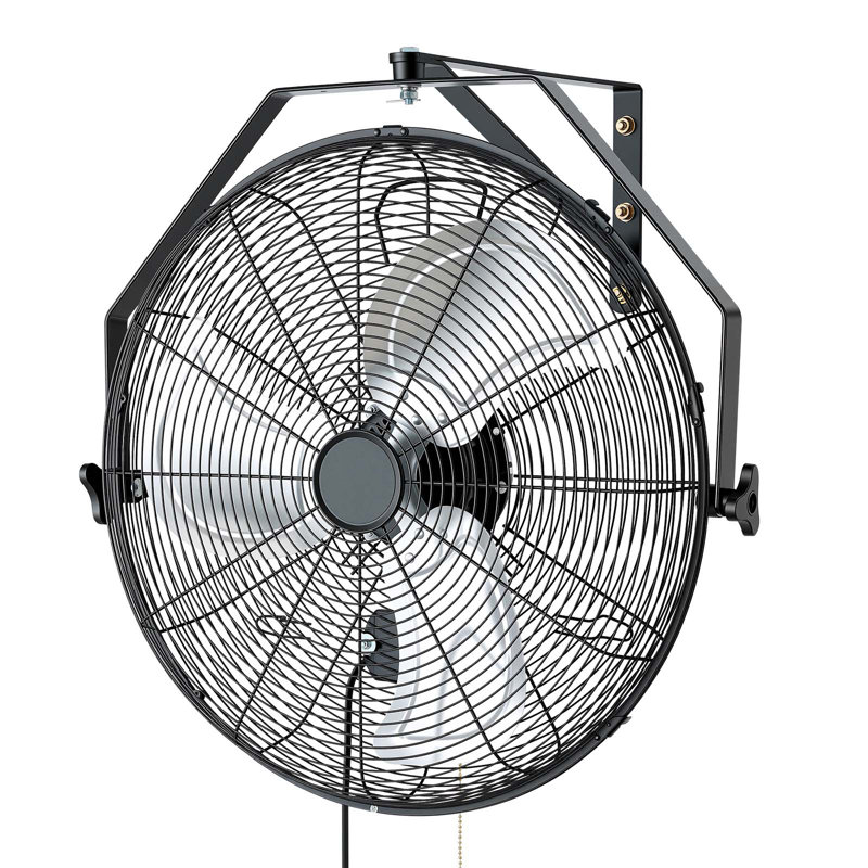 Ventilateur mural, ventilateur mural de 20 po, 3 vitesses, longue distance de circulation d'air, angle de rotation réglable, commande mécanique, puissant pour l'industrie, commercial, garage, atelier, gymnase