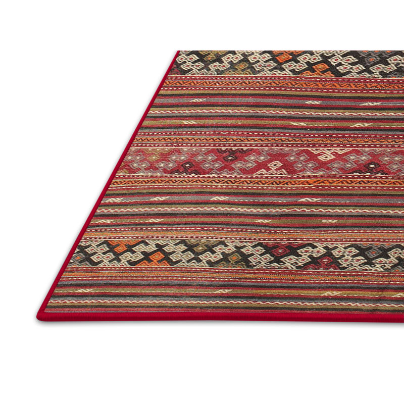 Tapis contemporain brun / rouge, Rectangle 5 pi x 7 pi