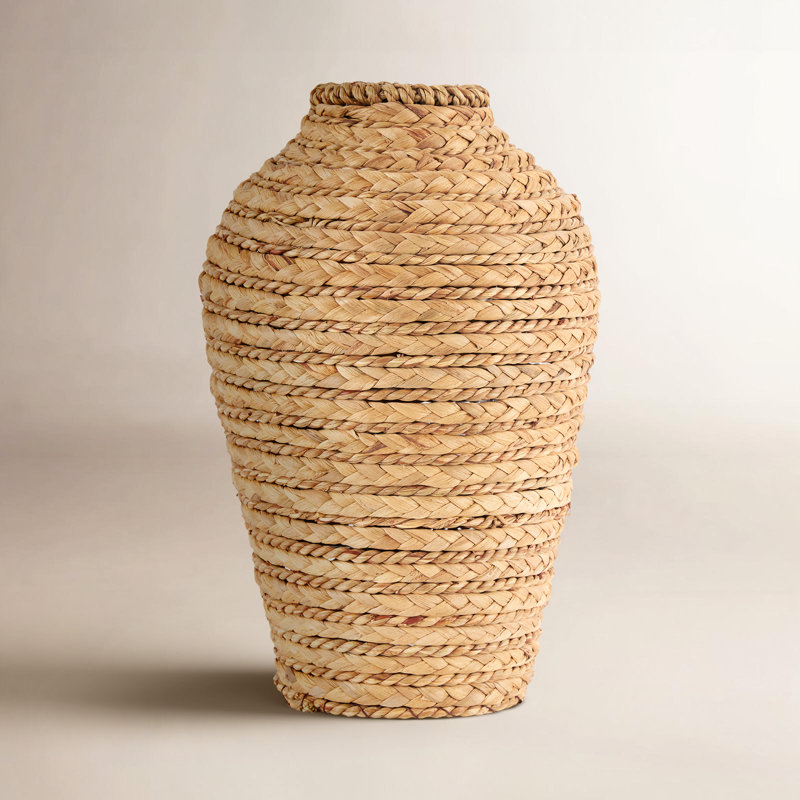 Handmade Seagrass Table Vase, 12.7" H x 8.05" W x 8.1" D