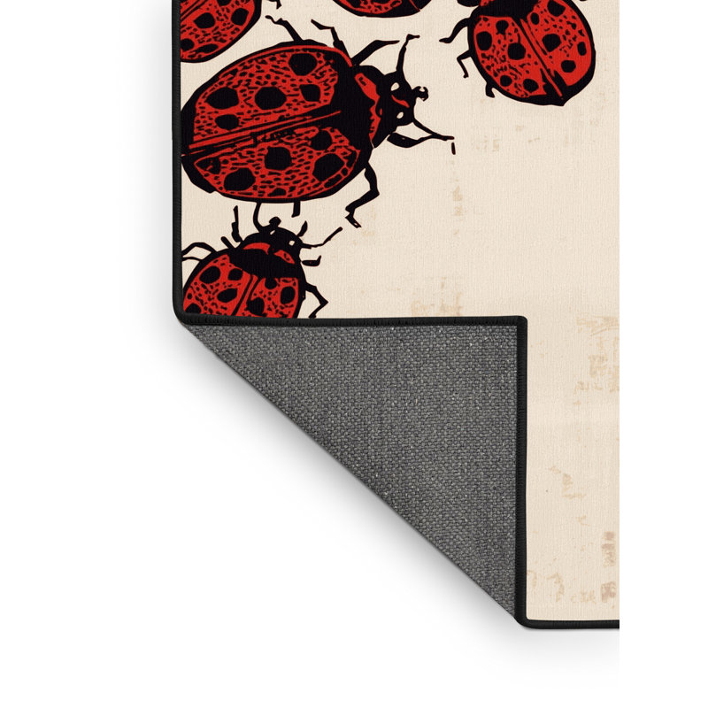 Tapis moelleux moelleux à motif de coccinelles Ahmad, 5x8