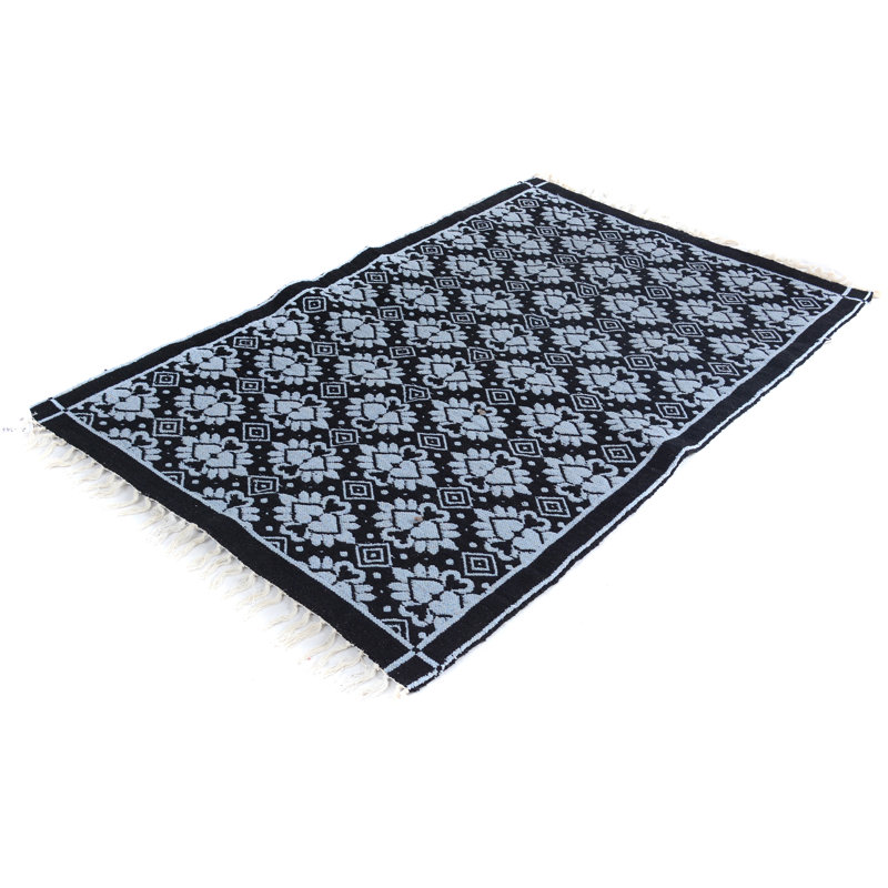 Tapis noir / bleu tissé à la main Jorge