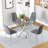 36" Square Glass Dining Table Set, Modern Stainless Steel Cross-Leg Base With 4 Velvet Upholstered Chairs-1107086992