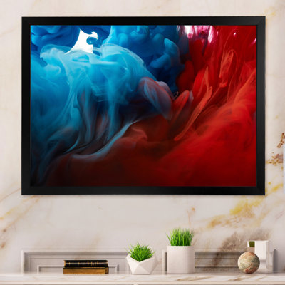 Encre bleue et rouge, impression sur toile flottante