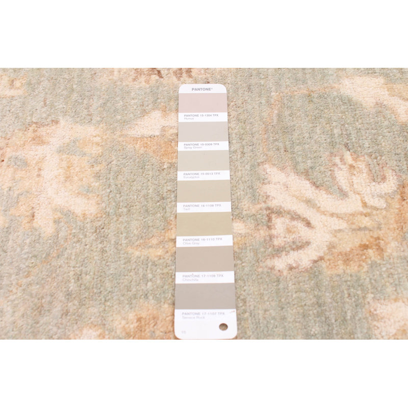 Tapis vert clair Peshawar Oushak 3 pi 9 po x 6 pi 0 po