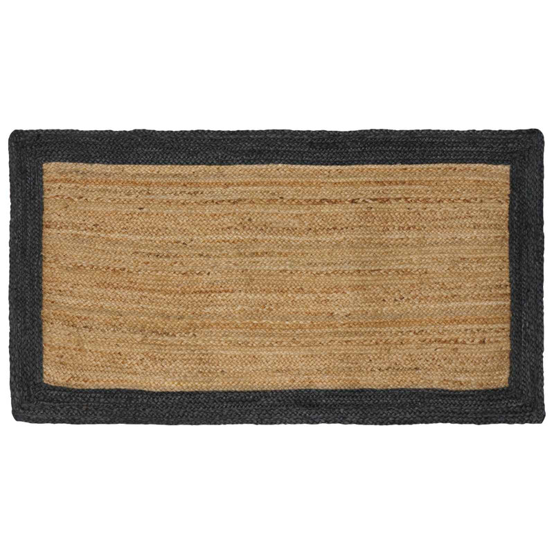 Rectangle Hand Braided Area Rug, Natural/Dark Grey, Rectangle 80cm x 150cm