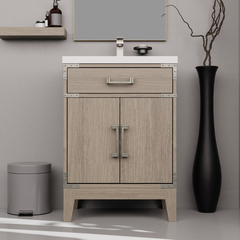 Meuble-lavabo simple avec plateau en acrylique, Gris
