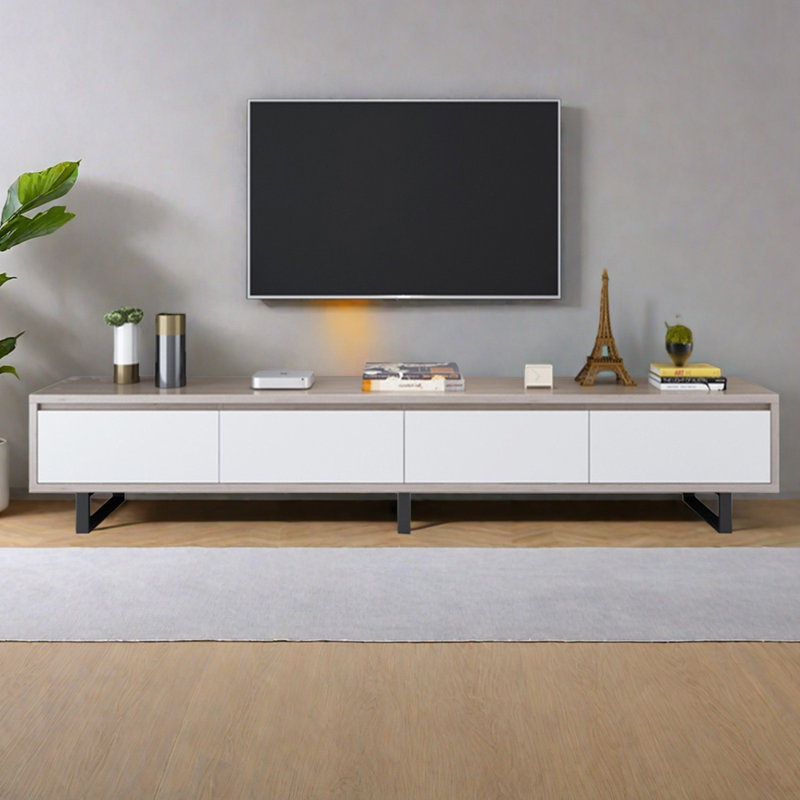 Meuble télé en bois de style moderne et simple, H 15,75 po x L 94,48 po x l 15,75 po