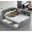  Lit plateforme double en bois massif avec lit gigogne et tête de lit-483216764