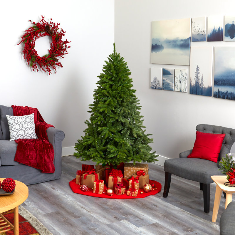 Arbre de Noël artificiel épinette vert avec lumières claires/blanches, H 6 pi