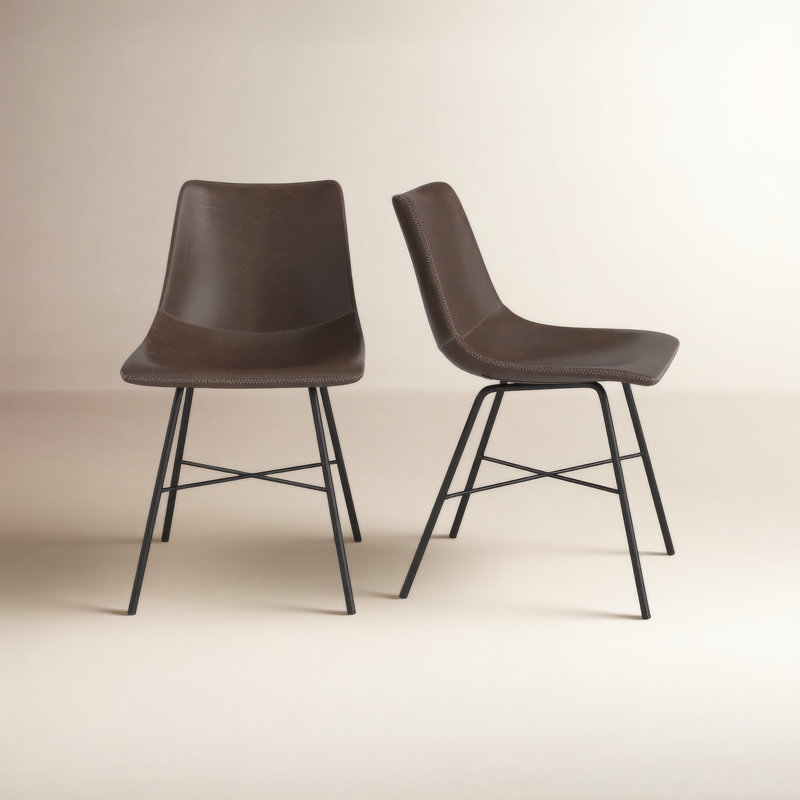 Bela Vegan Leather Dining Chair, Brown Faux Leather