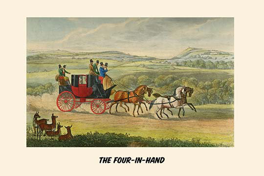 «The Four in Hand» par Henry Alken - impression d'art graphique, H 28 po x l 42 po x P 1,5 po