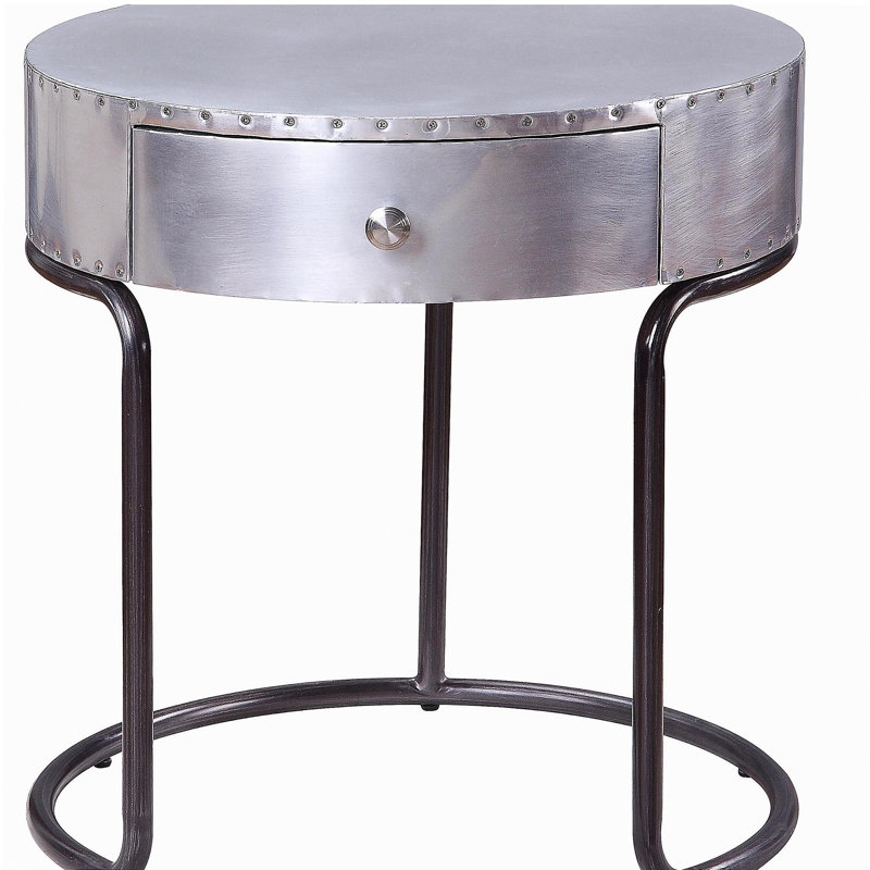 Table d'appoint en aluminium avec rangement noir