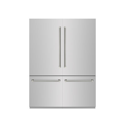 ZLINE Autograph 60 in. Built-In Refrigerator w/ Gray Interior and Polished Nickel Helix Handles