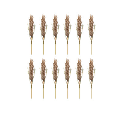  Artificial Beige Pampas Grass Stem, Decorative Faux Pampas For Floor Vase, Boho Neutral Home Décor & Wedding Arrangements – Feathery Top Floral Accent, 42" Tall, Pack Of 12