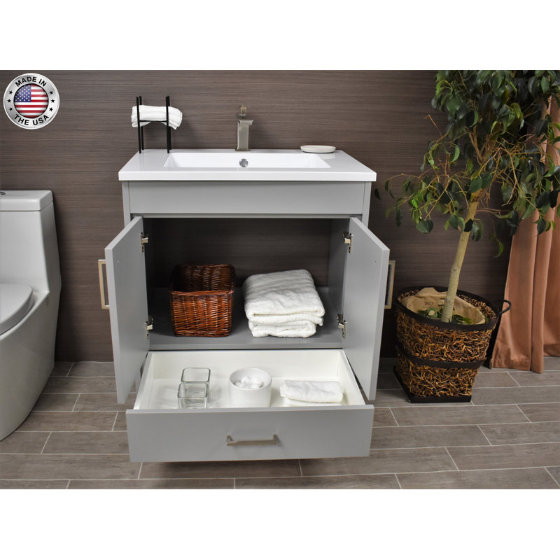 Ensemble de meuble-lavabo simple 30 "Ceravolo, gris