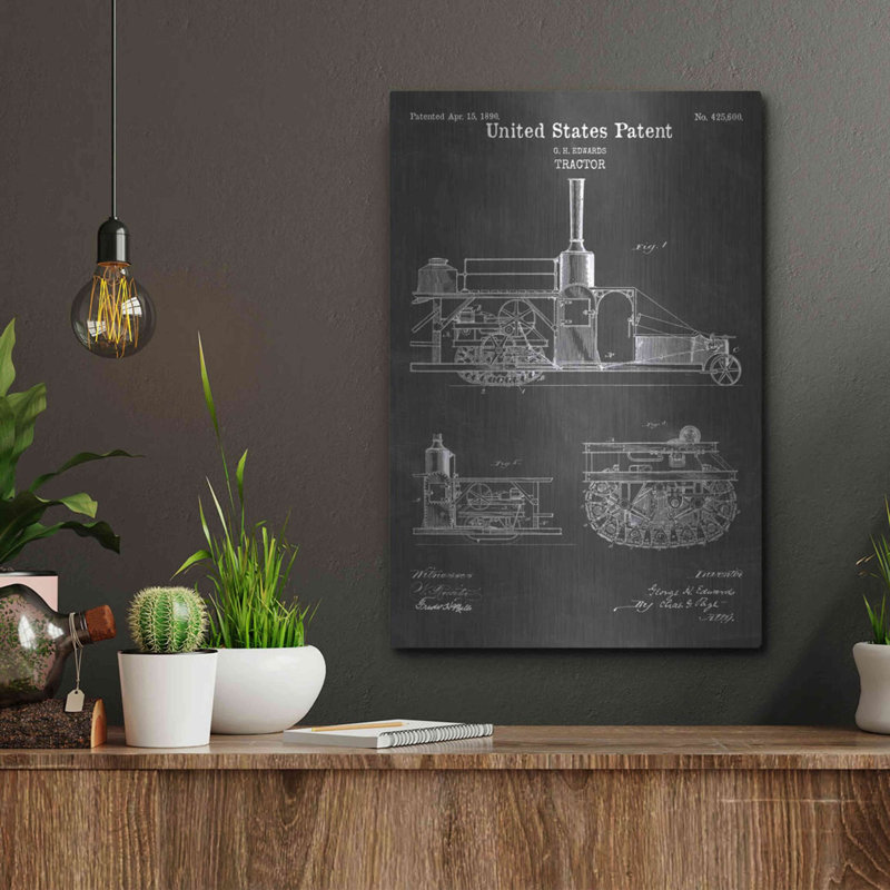 «Tractor Blueprint Vernis Chalkboar» par Luxe Metal Portfolio, H 16 po x l 12 po