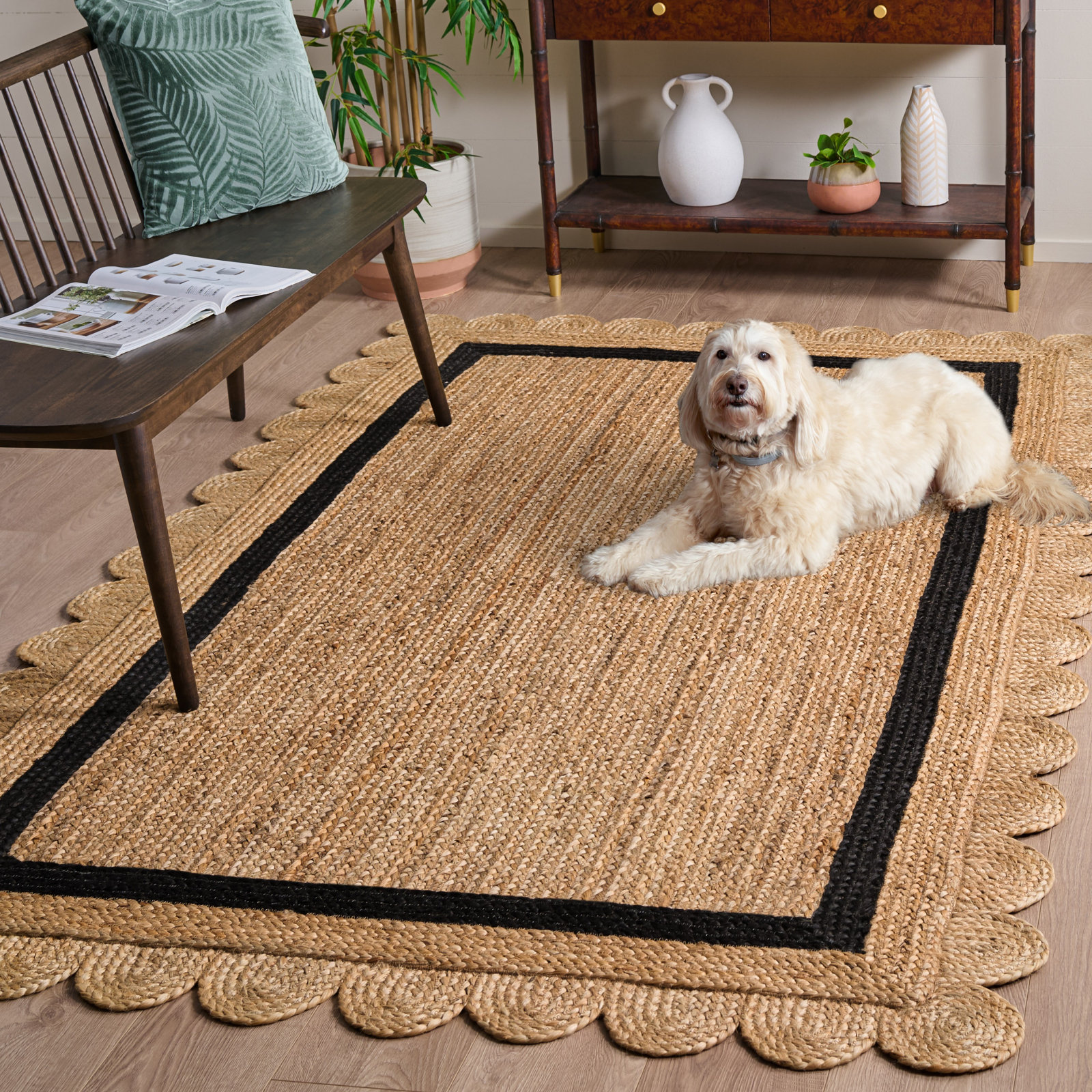 Inaki Hand-Woven Geometric Jute Rug, Rectangle 4' x 6'