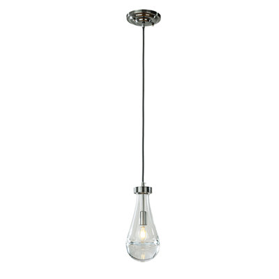 Luminaire suspendu rustique en forme de goutte d'eau de style rustique en forme de goutte d'eau en nickel brossé à 1 lumière de 5 po pour îlot de cuisine	