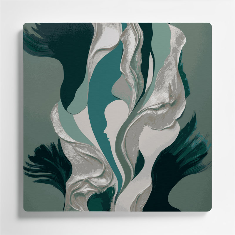 Abstrait art figuratif gris en métal 15, H 16 po x l 16 po
