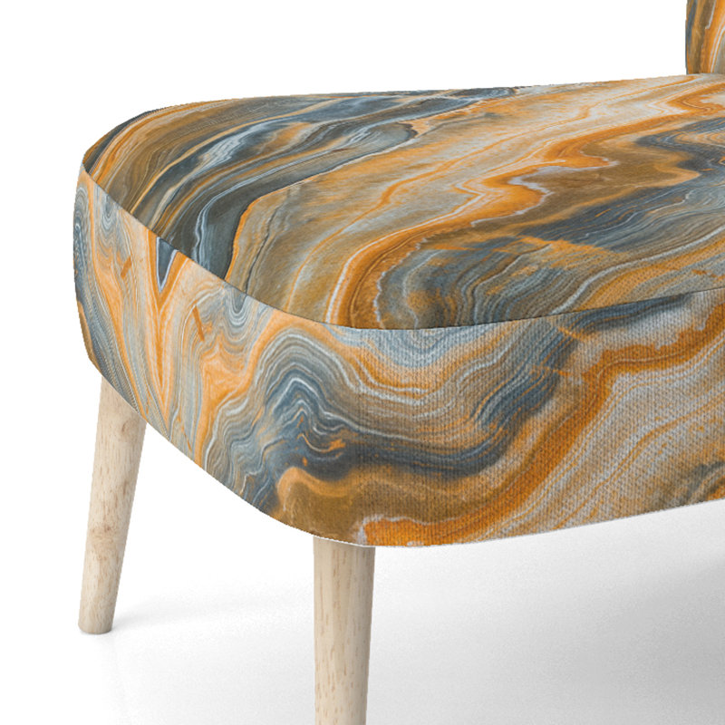 Chaise d'appoint rembourrée Mid-Century, Mélange de polyester orange / brun