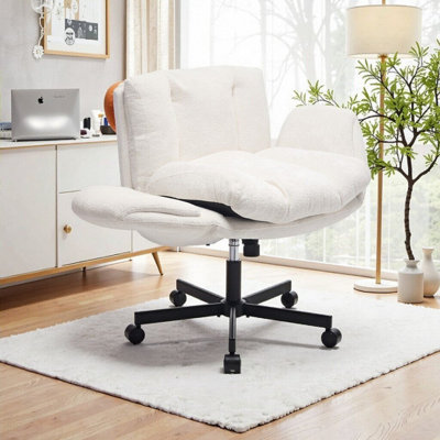 Chaise de bureau en chenille pivotante à hauteur réglable, chaise de bureau avec accoudoirs convertibles