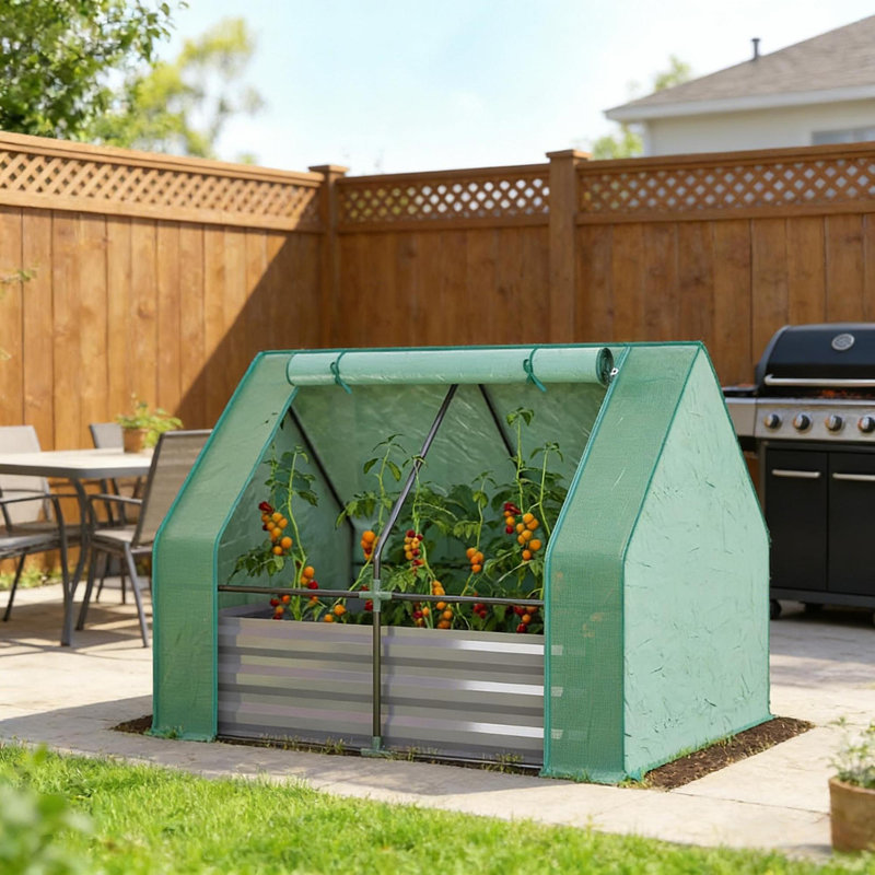 Raised Garden Bed,Mini Greenhouse,2-In-1 Raised Planter Greenhouse