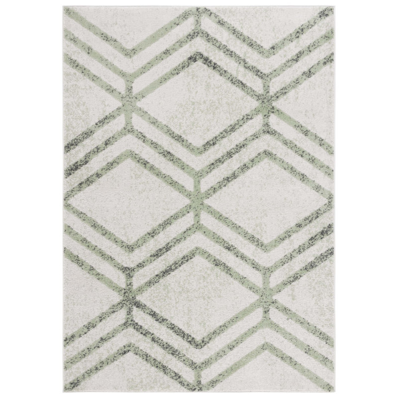 Tapis géométrique ivoire / sauge Arrietty, Rectangle 4 pi x 6 pi