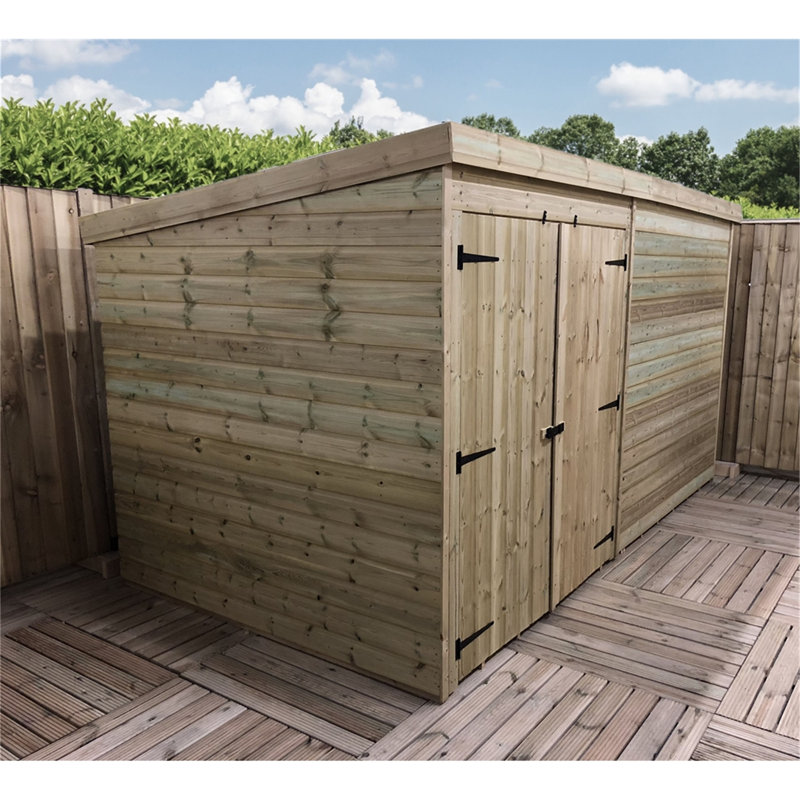 Compass 14 ft. W x 8 ft. D Solid Wood Garden Shed
