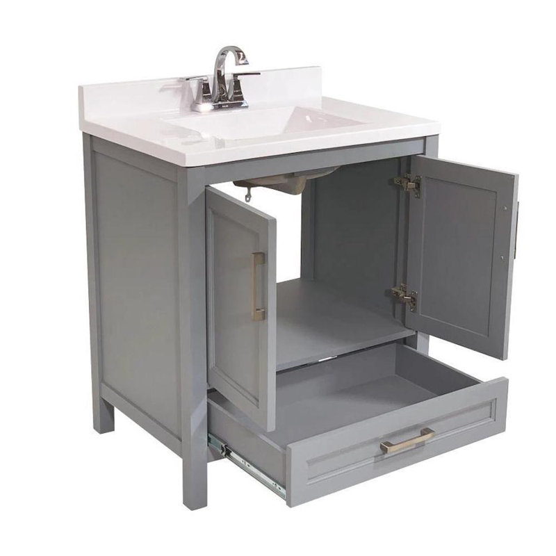 Base de meuble-lavabo simple 31 po Aldino seulement, Gris