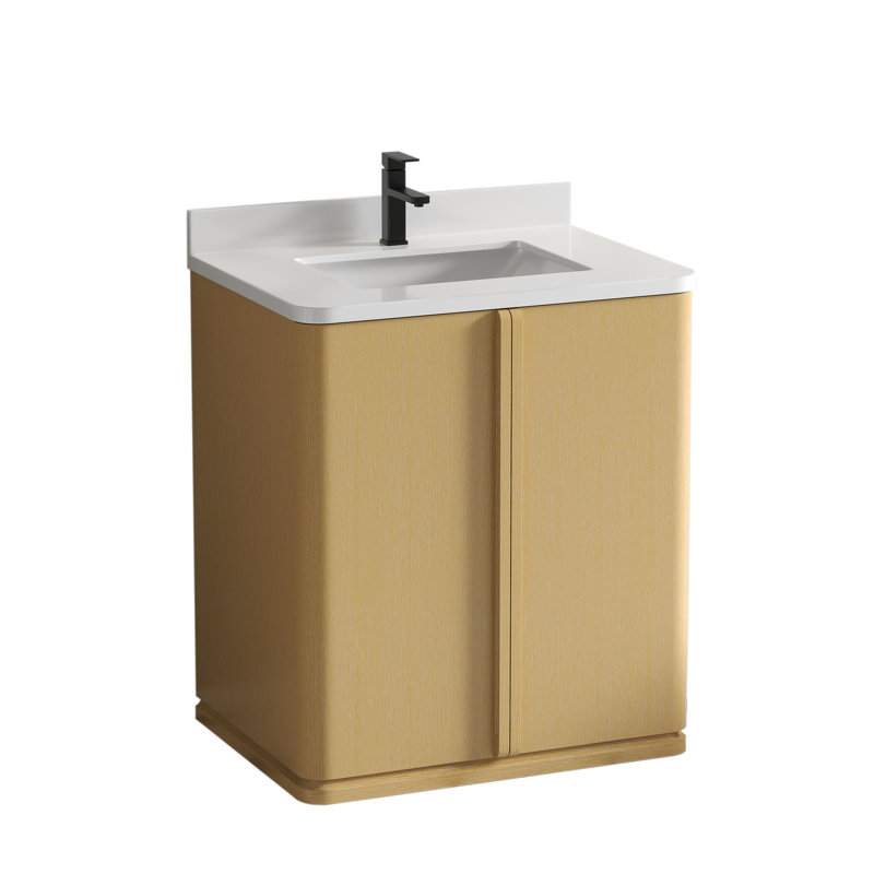 Meuble-lavabo moderne 30 po Maxbano au fini chêne délavé, dosseret inclus, 30"