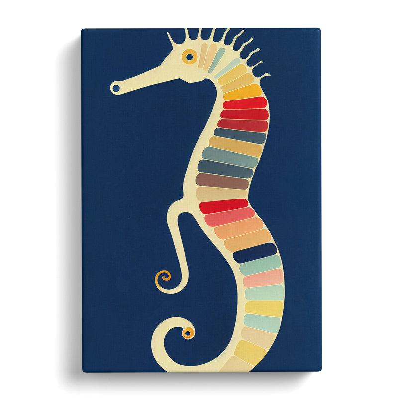 XV1022-5038X Vintage Seahorse Art - Print, No Matte, 76cm H x 50cm W, Wrapped Canvas