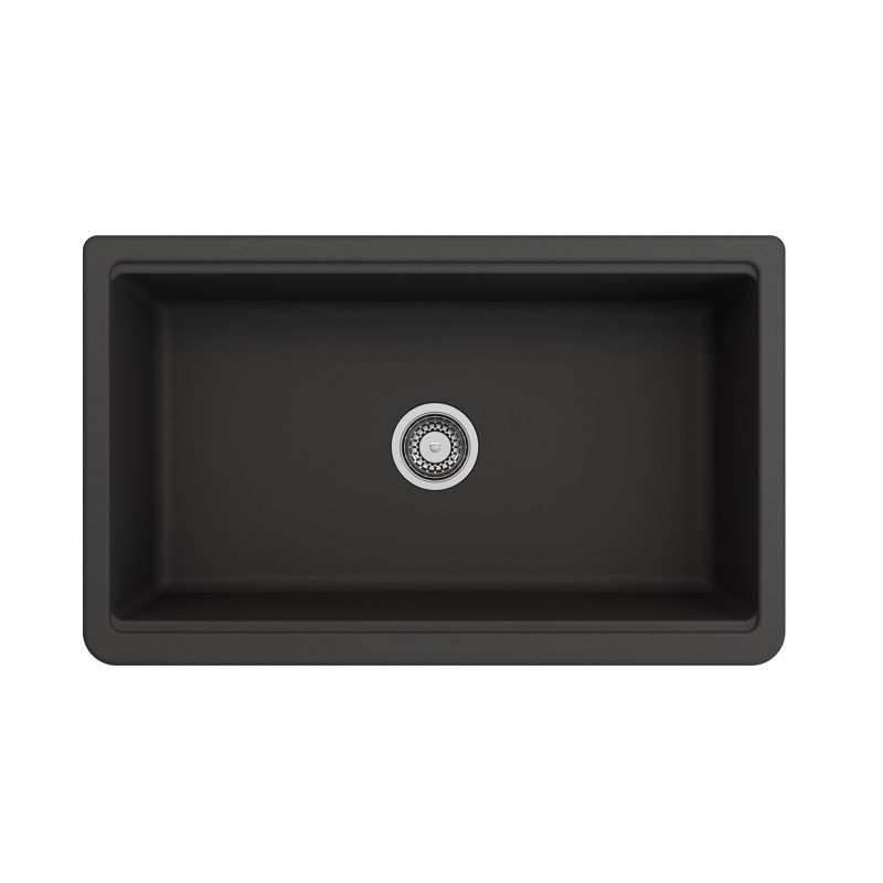 Arona 33'' L Single Basin Kitchen Sink, Matte Black