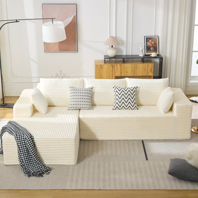 2 - Piece 110" No Assembly Required Upholstered L - Shape Sectional with Convertible Chaise
