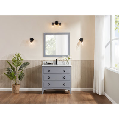 Meuble-lavabo en bois massif 42 po avec comptoir de 1 pi