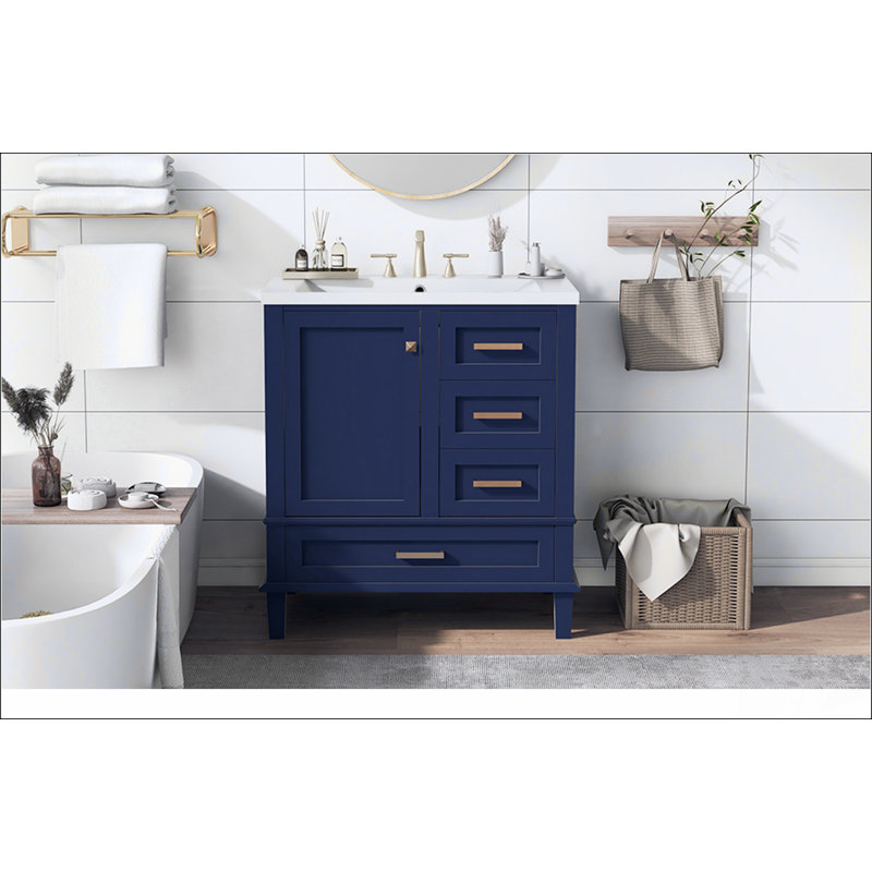 Ensemble de meuble-lavabo moderne 30 po avec meuble-lavabo 30 po, Bleu