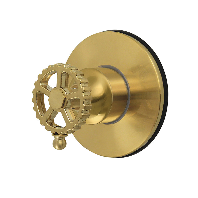 Kingston Brass Fuller Single-Handle Wall Mount Six-Way Diverter Valve with Trim Kit, Brushed Brass