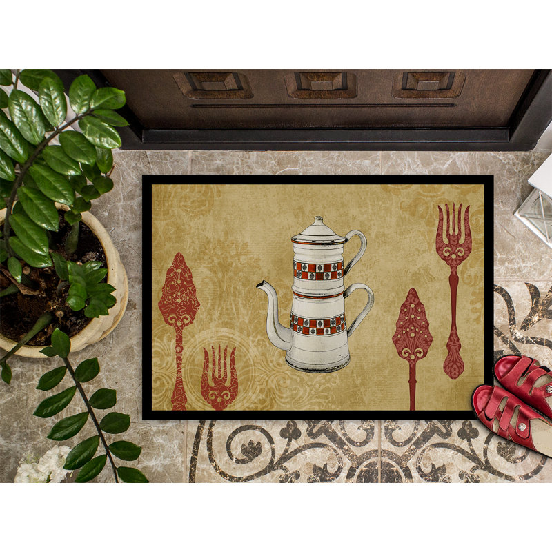 Tapis d'entrée antidérapant Teapot Welcome, Rectangle 2 pi x 3 pi