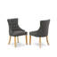 L'ensemble de salle à manger 5 pièces comprend une table de salle à manger ronde avec Dropleaf et 4 chaises Parson rembourrées en tissu Gotham foncé en chêne-1279584786-1279584787