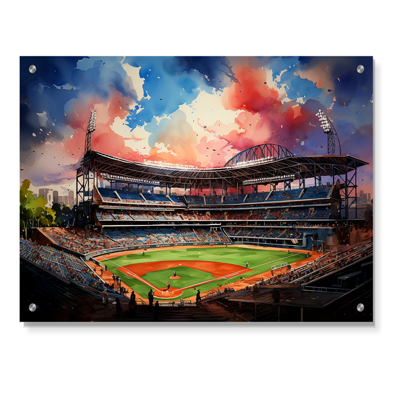 «Abstract Baseball Stadium III», art mural acrylique sur les stades, H 12 po x l 20 po