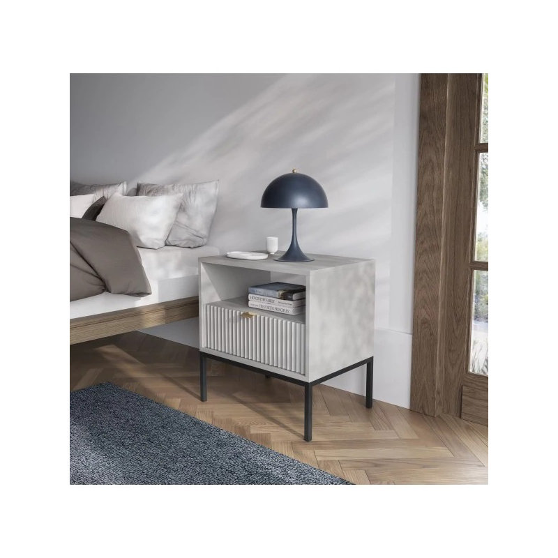Icilia 1 Drawer Bedside Table, Grey