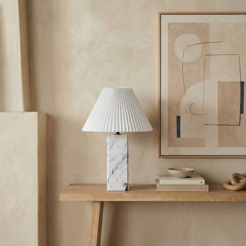 Gottesdiener Square Marble Table Lamp, White
