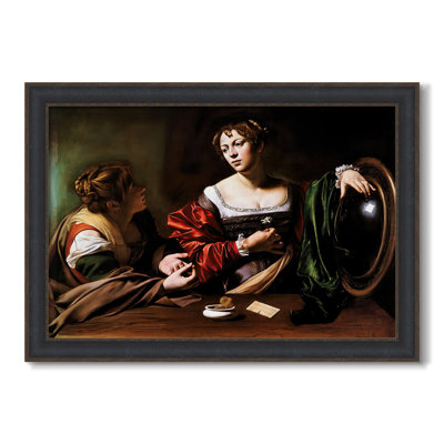 Martha et Mary Magdalene, v. 1598-Caravage - Toile avec cadre sur mesure