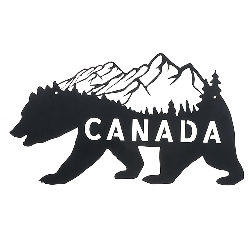 Décoration murale métal noir ours du Canada