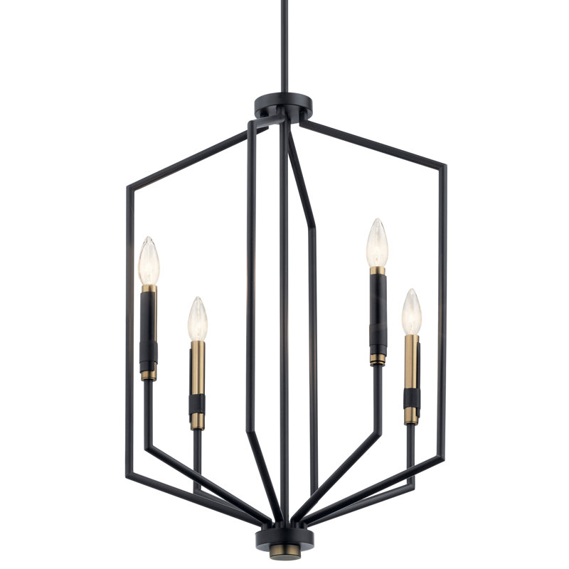 Armand 27" Black and Bronze 4-Light Foyer Pendant