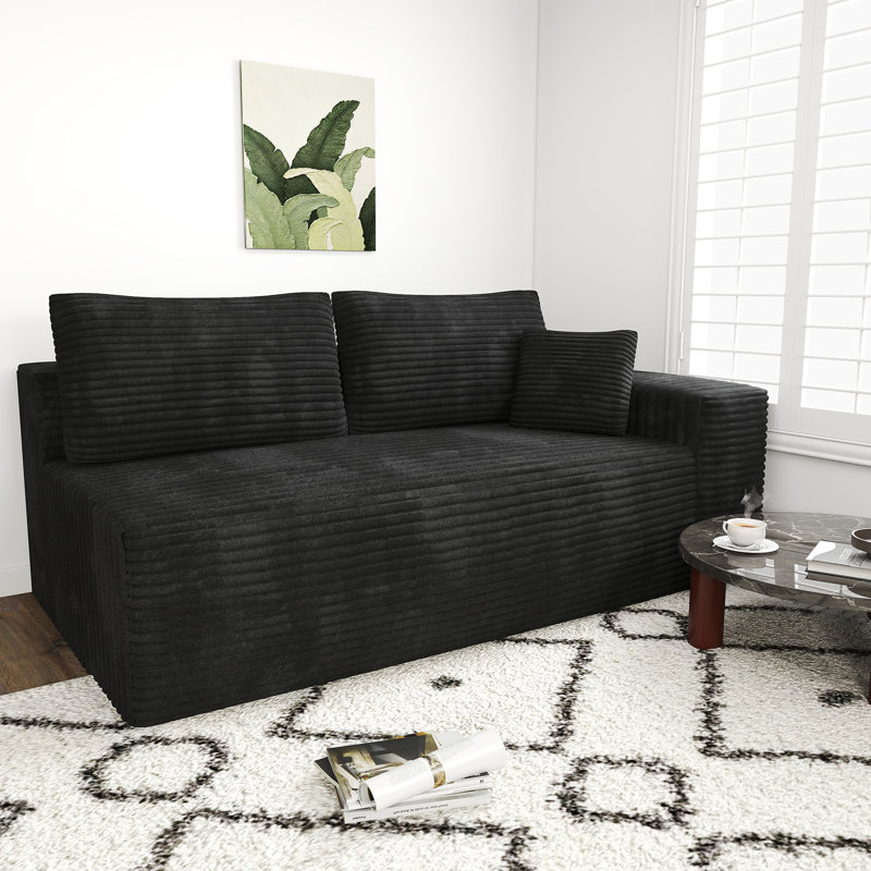 Canapé 67 po en velours côtelé à compression avec siège profond, pièce modulaire 67 po, aucun assemblage requis